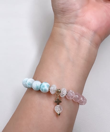 Larimar × Crackle Rosequartz