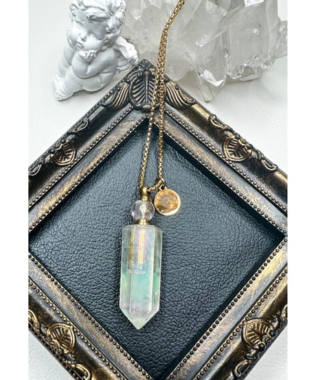 Aura Crystal Point Bottle Necklace Pendant