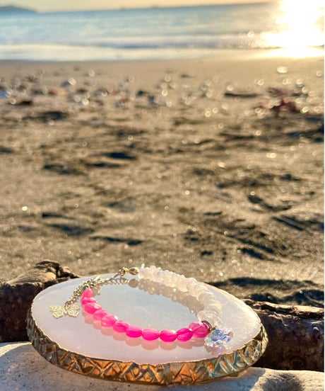 Pink Chalcedony×moonstone bracelet