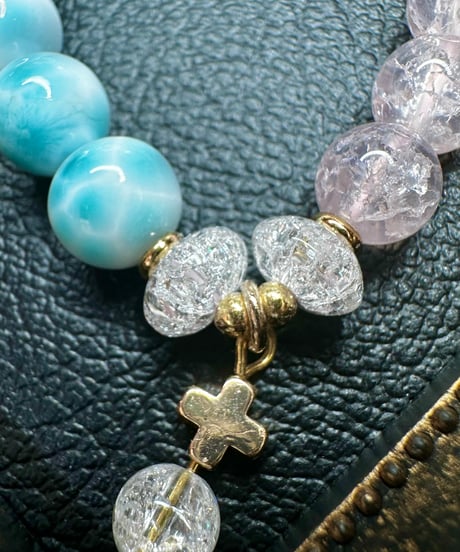 Larimar × Crackle Rosequartz