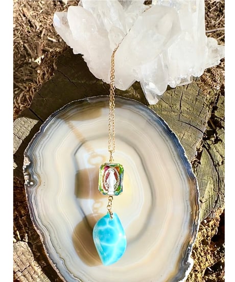 vintage glass × High Quality Larimar （限定１本）