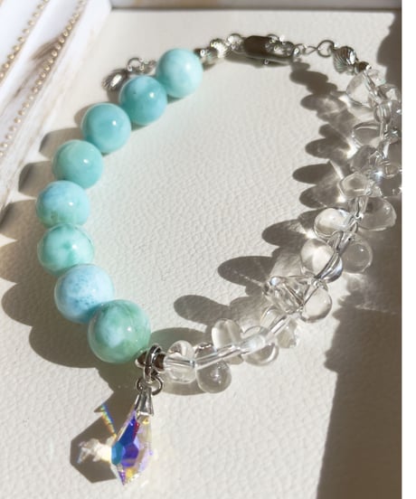 Crystal× Larimar ブレスレット