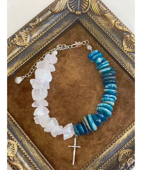 Blue apatite×crystal bracelet
