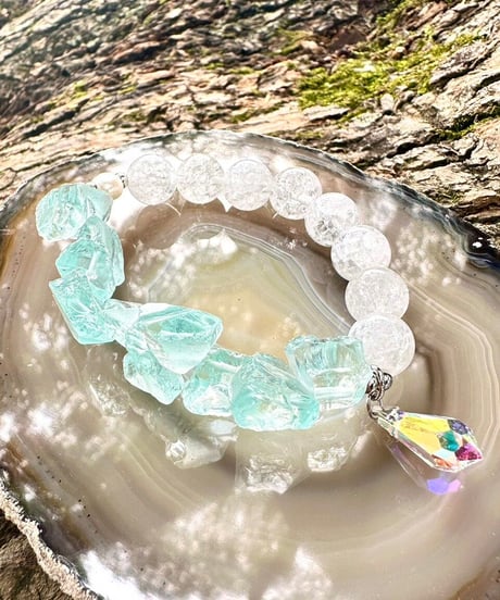 Raw Cyan Crystal × Crackle Quartz