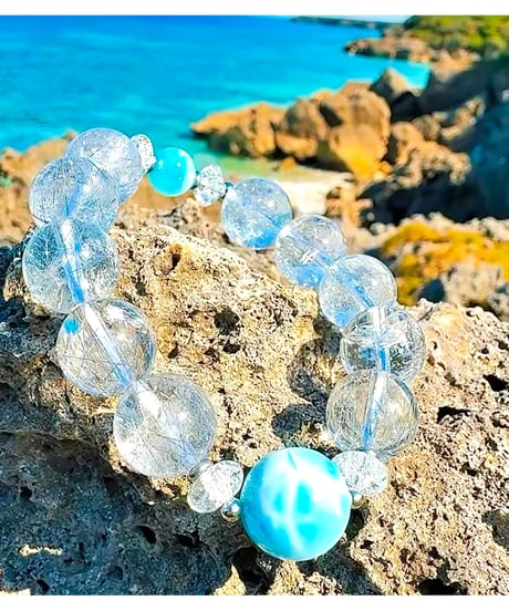 High Quality Blue Rutile Quartz × High Quality Larimar (限定１本)
