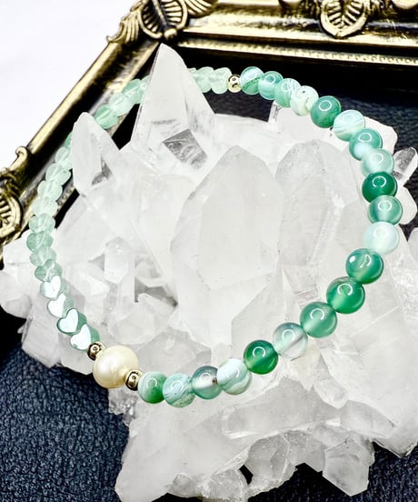 Heart Green Aventurine × Green Stripe agate
