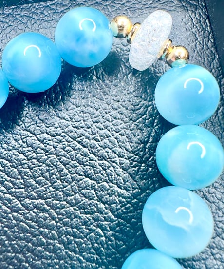 High Quality Ice Larimar × High Quality Golden Rutile Quartz