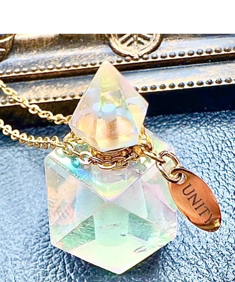 Aura Quartz Crystal Bottle Pendant Necklace