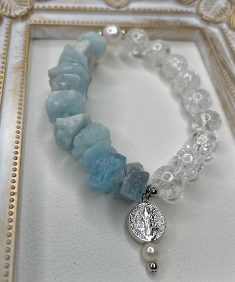 Raw  Aquamarine× Crackle Quartz