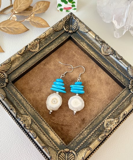 turquoise× solarquarts ピアス