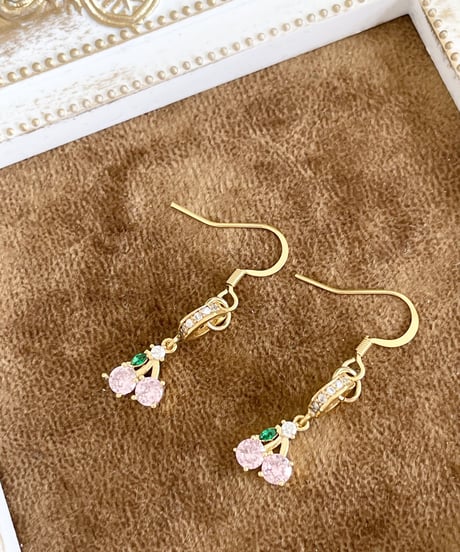 mini stone Cherryピアス