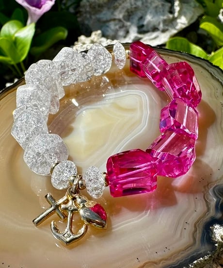 Pink Sapphire × High Quality Crackle Quartz （限定１本）