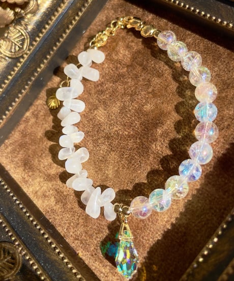 Rainbowcrystal×Moon stone（スワロフスキークリスタルチャーム）