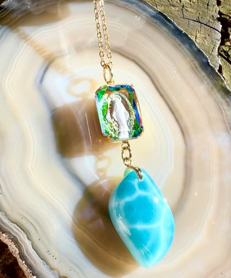 vintage glass × High Quality Larimar （限定１本）