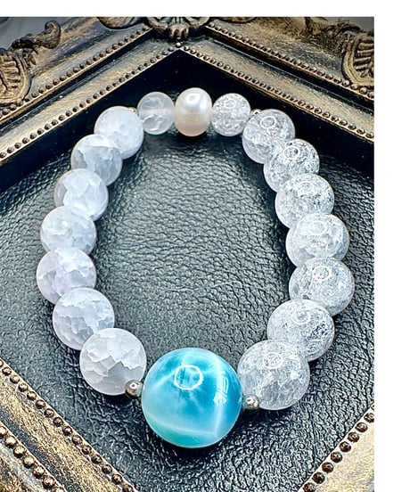 Crackle Quartz × Larimar× Matto Crackle Crystal