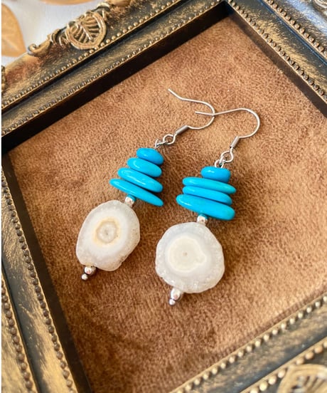 turquoise× solarquarts ピアス