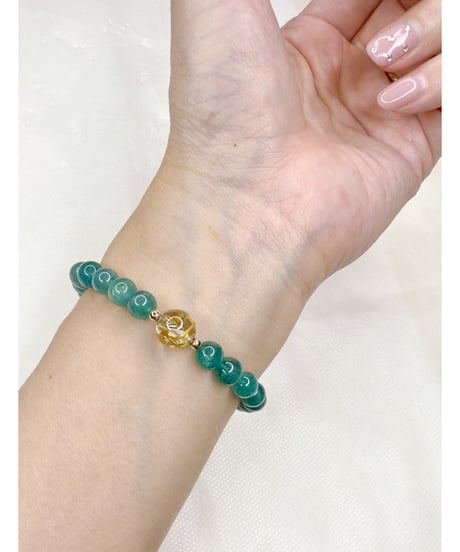 High Quality Emerald × High Quality Golden Rutile Quartz （限定１本）