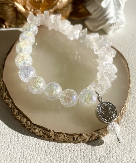 Rainbow Crackle Quartz ×Crystal ベネディクトメダイ