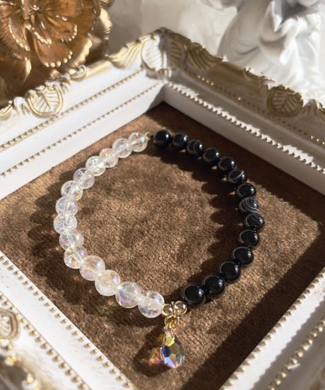 Blackagate×Crystalブレスレット