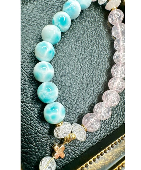 Larimar × Crackle Rosequartz