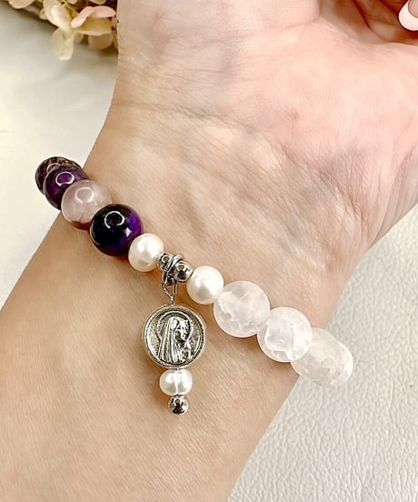 Charoite × Matte Crackle Quartz
