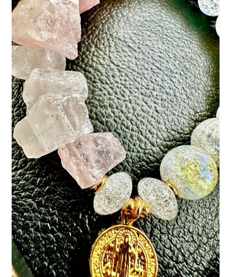 Raw Rosequartz×Rainbow Crackle Quartz | UNITY