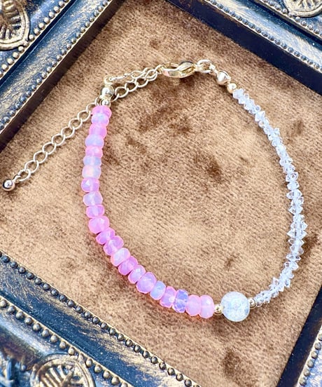 Pink Opal × Herkimer Diamond