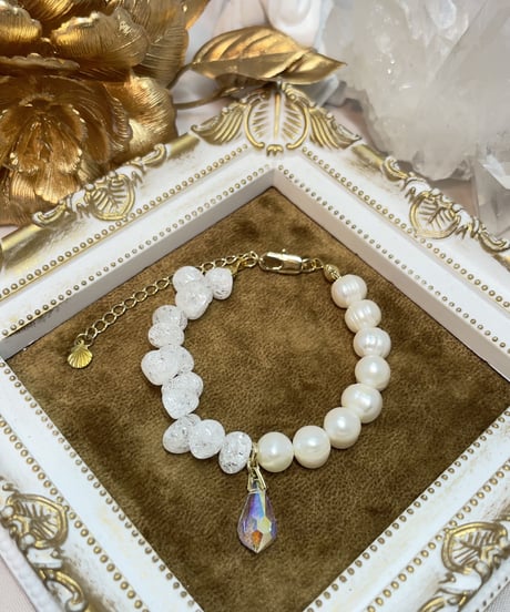 crystal× Freshwater pearl（スワロフスキークリスタルチャーム付）