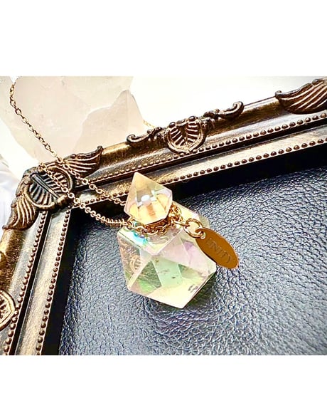 Aura Quartz Crystal Bottle Pendant Necklace