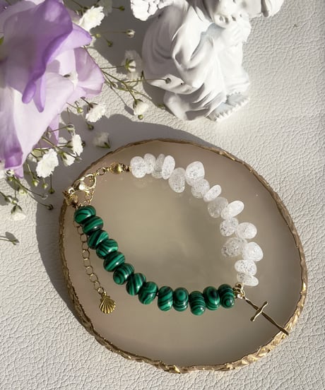 malachite×Crackle Quartzブレスレット