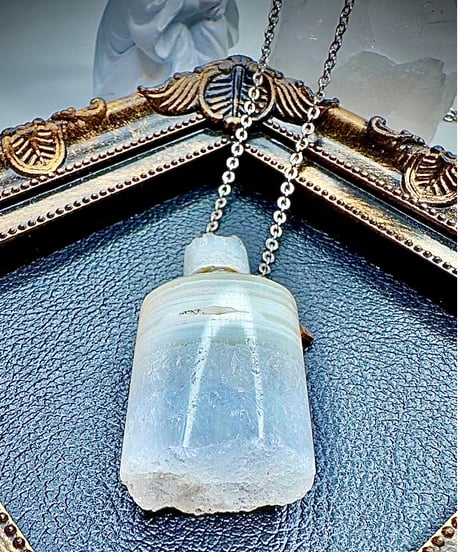 Healing White Agate Bottle Pendant Necklace