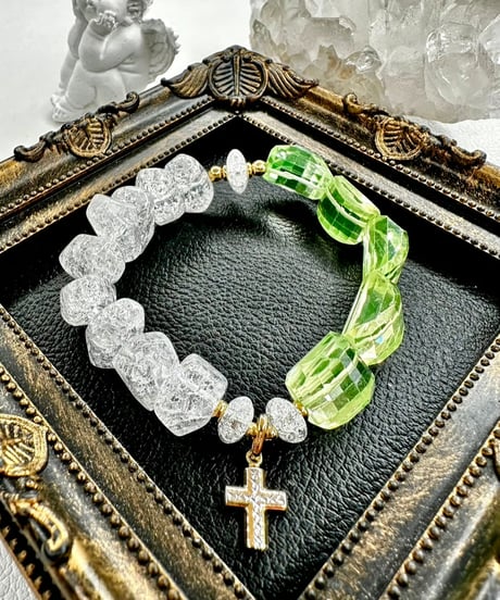 High Quality Green Spinel × High Quality Crackle Quartz （限定１本）