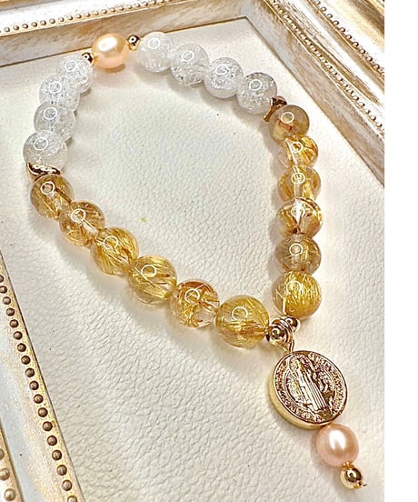 High Quality Golden Rutile Quartz × Crackle Quartz