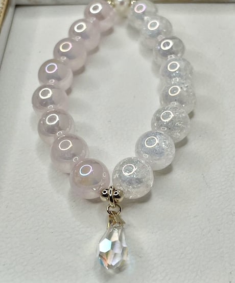 Rainbow Rosequartz ✖ Rainbow Crackle Quartz  （スワロフスキークリスタル）