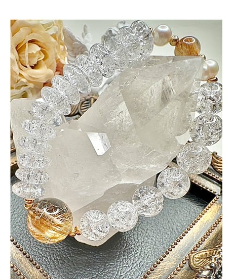High Quality Golden Rutile Quartz × Crackle Quartz
