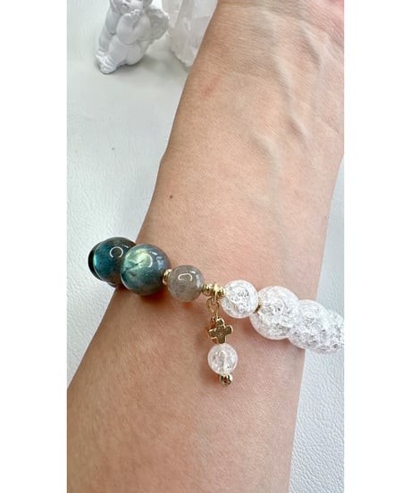 High Quality Labradorite × Crackle Quartz　(数本限定）
