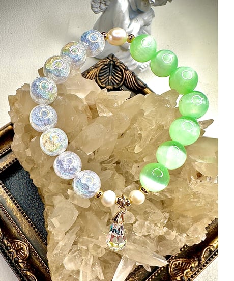 Selenite × Rainbow Crackle Quartz