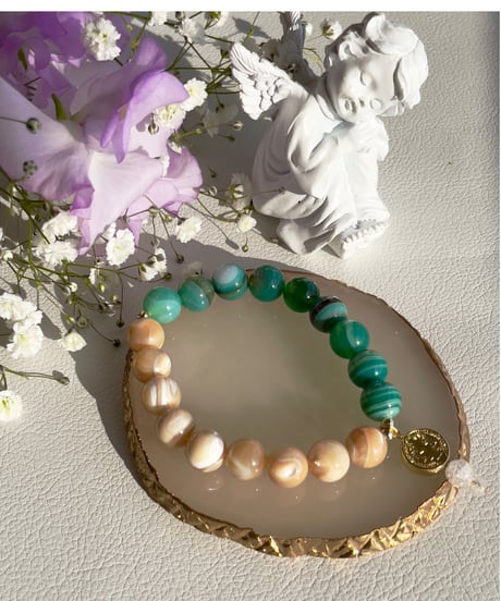 mother of pear　×    Green stripeagate