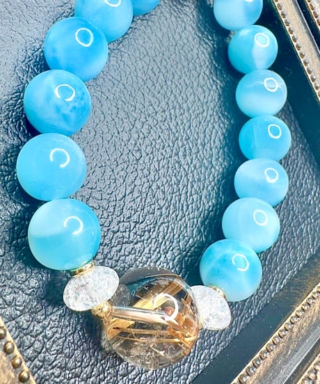 High Quality Ice Larimar × High Quality Golden Rutile Quartz