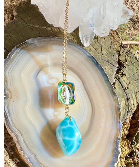 vintage glass × High Quality Larimar （限定１本）