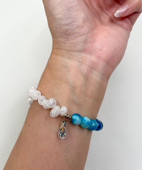 Blue Stripe Agate × Crackle Quartz