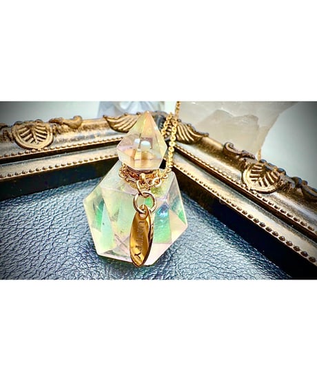 Aura Quartz Crystal Bottle Pendant Necklace