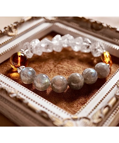 High Quality Labradorite × Crackle Quartz × Amber 　(数本限定）