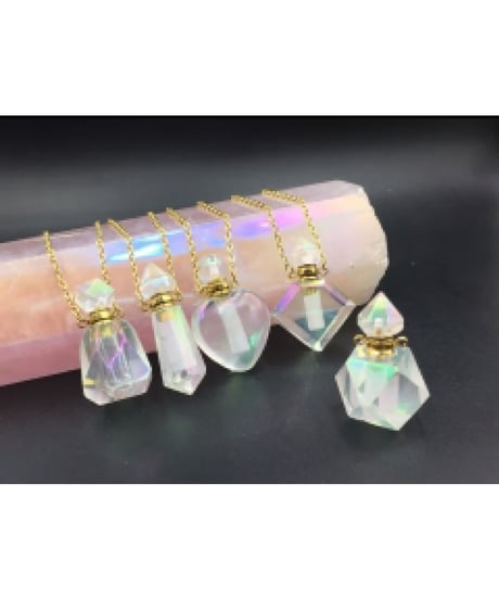 Aura Quartz Crystal Bottle Pendant Necklace