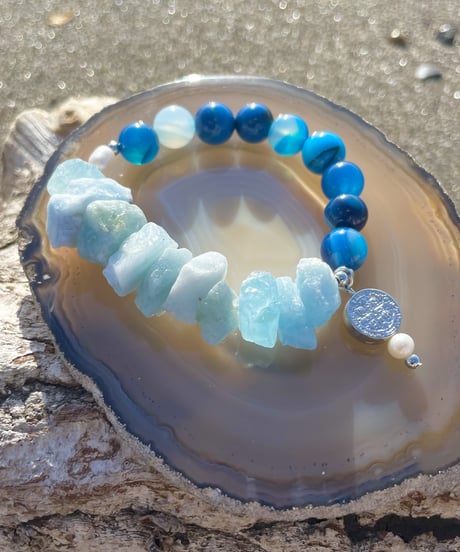 Raw  Aquamarine × Blue Stripe Agate