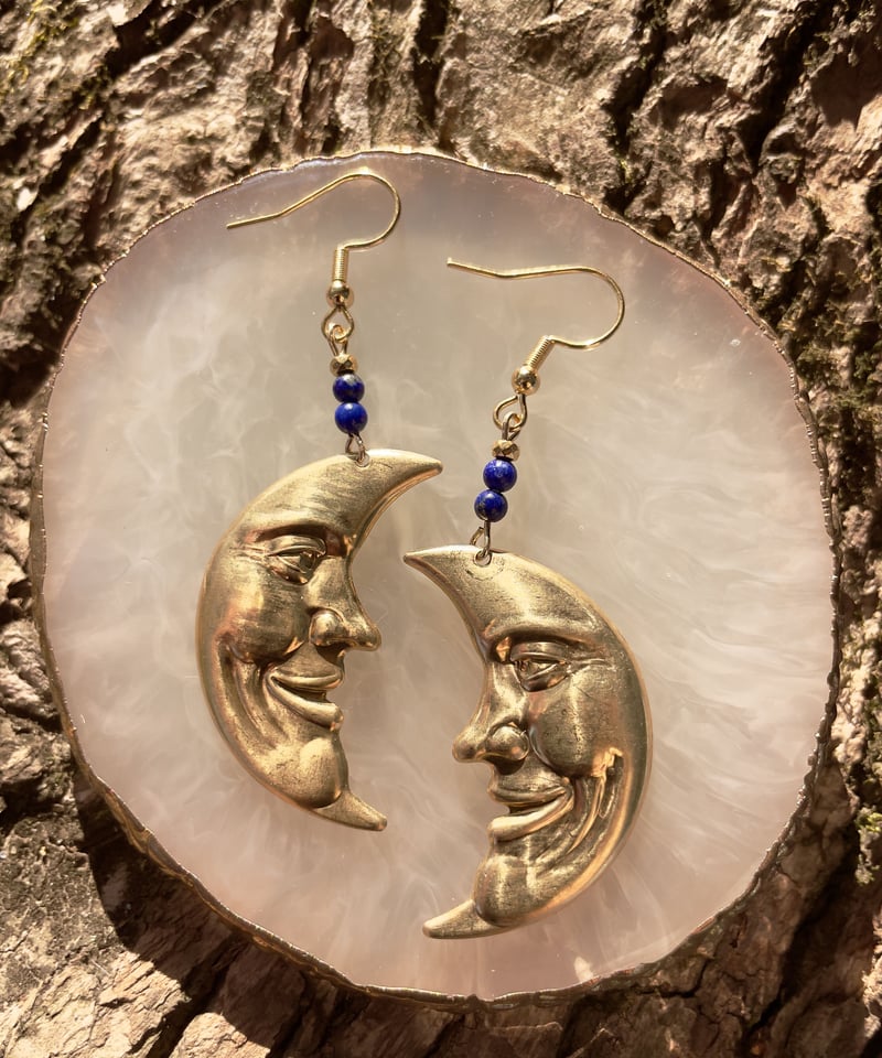 月モチーフ × ラピスラズリ ピアス | UNITY