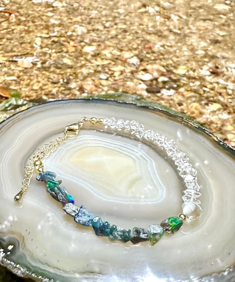 Raw Blue Opal × Herkimer Diamond