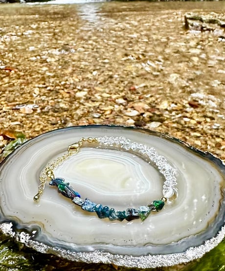 Raw Blue Opal × Herkimer Diamond