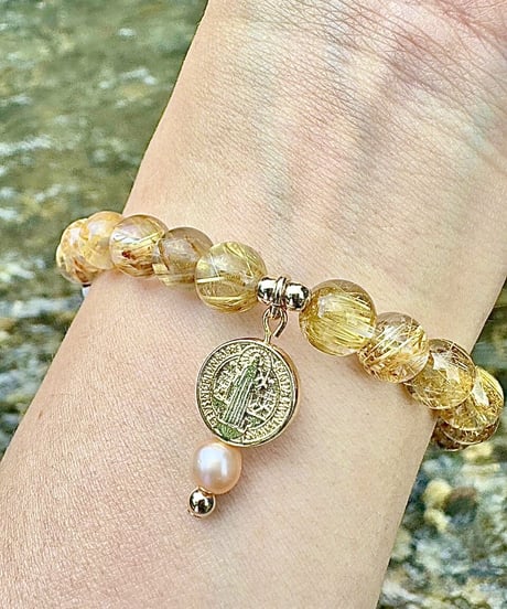 High Quality Golden Rutile Quartz × Crackle Quartz