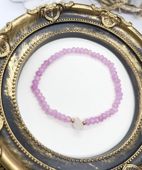 violet Jade × rose quartz bracelet